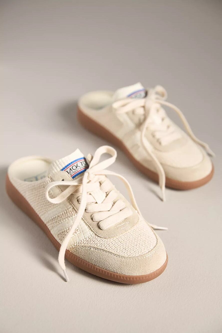 Back 70 Easter Slip-On Mules | Sacco Milk | Woven + Suede